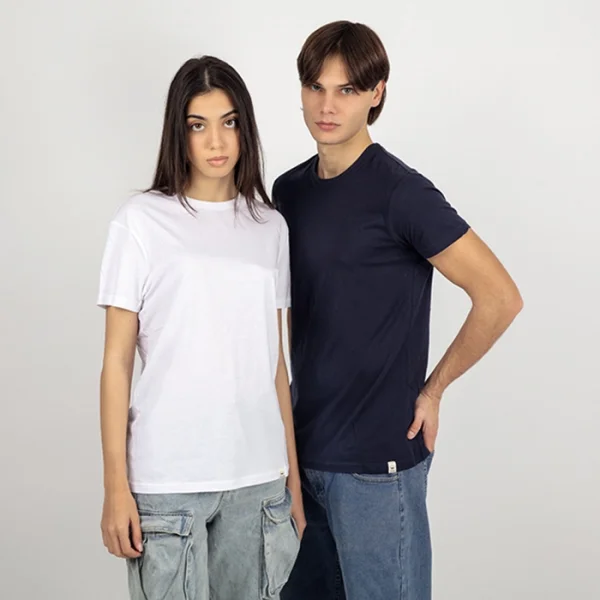 Immagine t-shirt adulto cotone biologico pettinato girocollo a costina rinforzata - WHITE ORGANIC