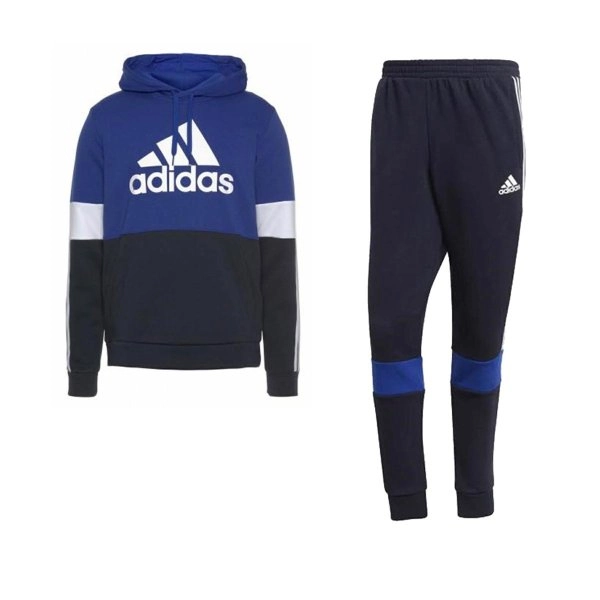 TUTA UOMO FELPA E PANTALONE FLEECE COLORBLOCK ADIDAS