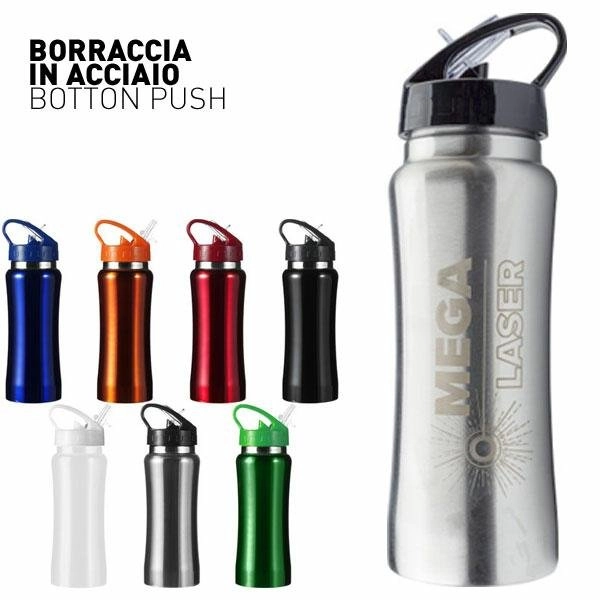 BORRACCIA BOTTON PUSH IN ACCIAIO INOSSIDABILE 600 ML