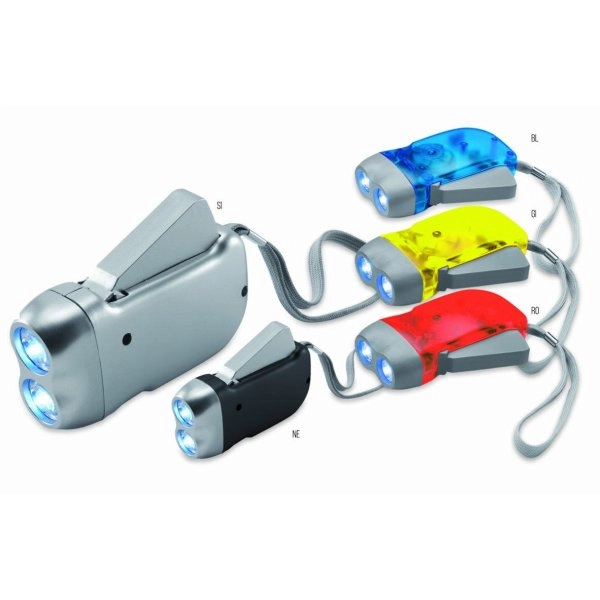 Torcia 2 led con caricamento a dinamo