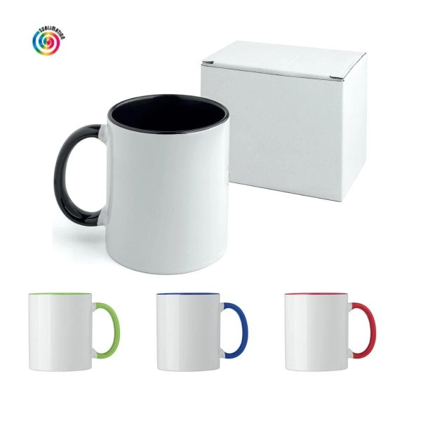 TAZZA CON MANICO E BORDO COLORATO