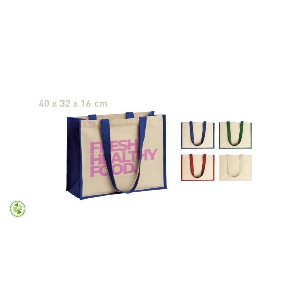 SHOPPER IN JUTA E COTONE MANICI LUNGHI 40x32x16