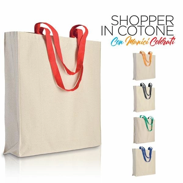 BORSA IN COTONE CON SOFFIETTO MANICI LUNGHI