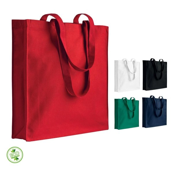 SHOPPER IN COTONE CON SOFFIETTO 180G MANICI LUNGHI 38x42x8