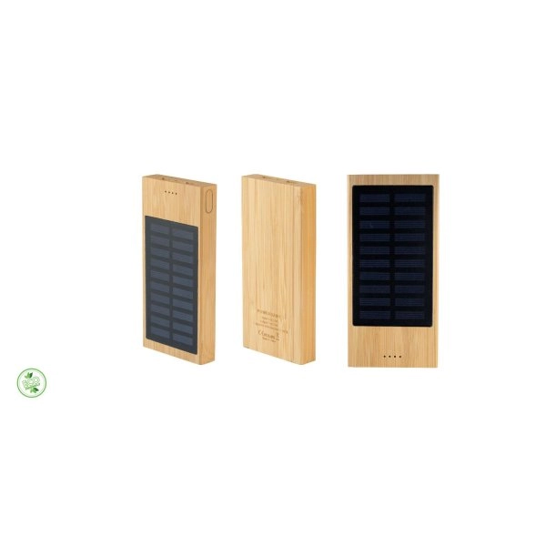POWERBANK SOLARE IN BAMBOO USCITA USB E MICRO USB