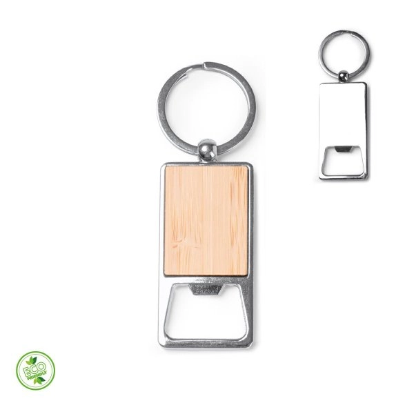 PORTACHIAVI IN BAMBOO E METALLO CON APRIBOTTIGLIE RETTANGOLO