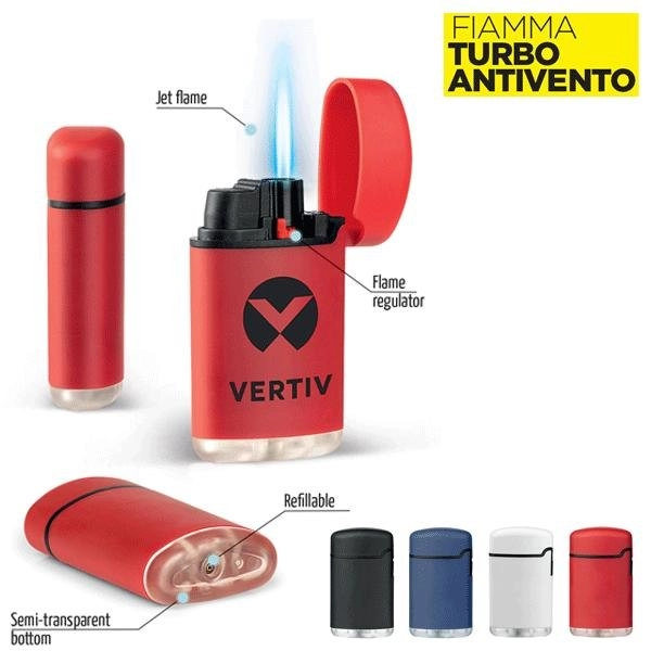 ACCENDINO IN PLASTICA CON FIAMMA TURBO ANTIVENTO