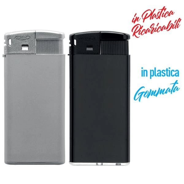ACCENDINO IN PLASTICA EFF.GOMMATO RICARICABILE