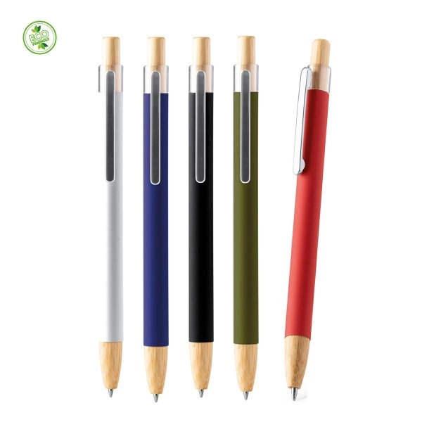 TASMANIA - PENNA A SFERA IN METALLO SOFT-TOUCH E BAMBOO