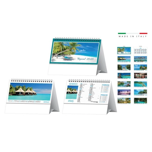 CALENDARIO DA TAVOLO TRIMESTRALE TROPICAL 19x14,5