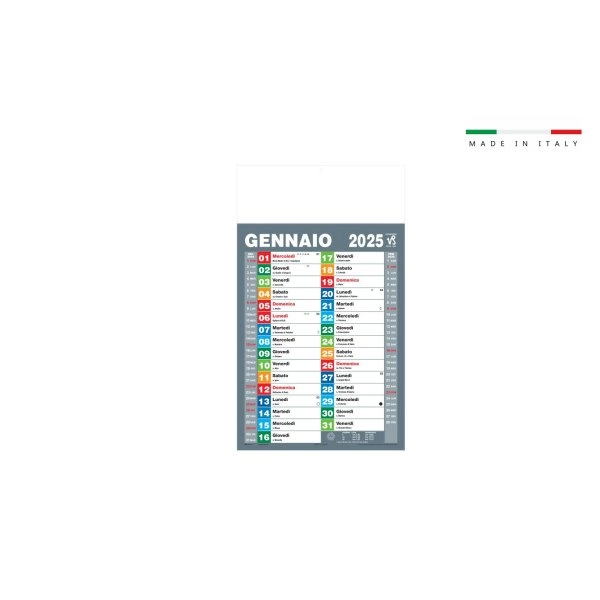 Calendario OLANDESE MULTICOLOR mensile 31x53