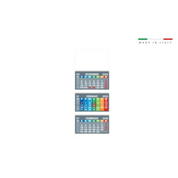 Calendario TRITTICO MULTICOLOR 3 BLOCCHI SPIRALATI 31x79,5