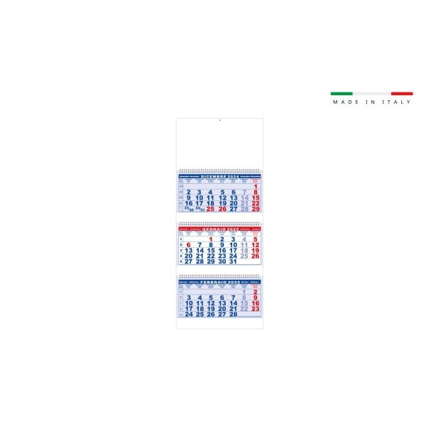 Calendario TRITTICO 12 fogli 3 BLOCCHI SPIRALATI 33x80