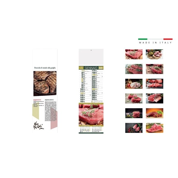 Calendario mensile silhouette CARNE IN TAVOLA 14x47