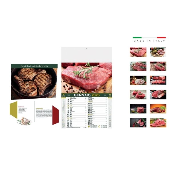 Calendario CARNE IN TAVOLA mensile 12 fogli 28,8x47