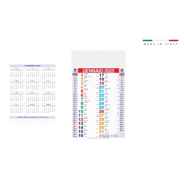 Calendario mensile OLANDESE STAND.MULTICOLOR 12 fogli