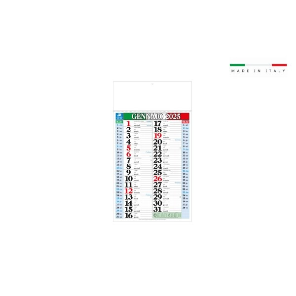 Calendario TRICOLORE mensile 12 Fogli
