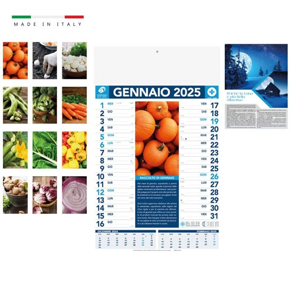 Calendario LUNARIO mensile 12 fogli 28,8x47