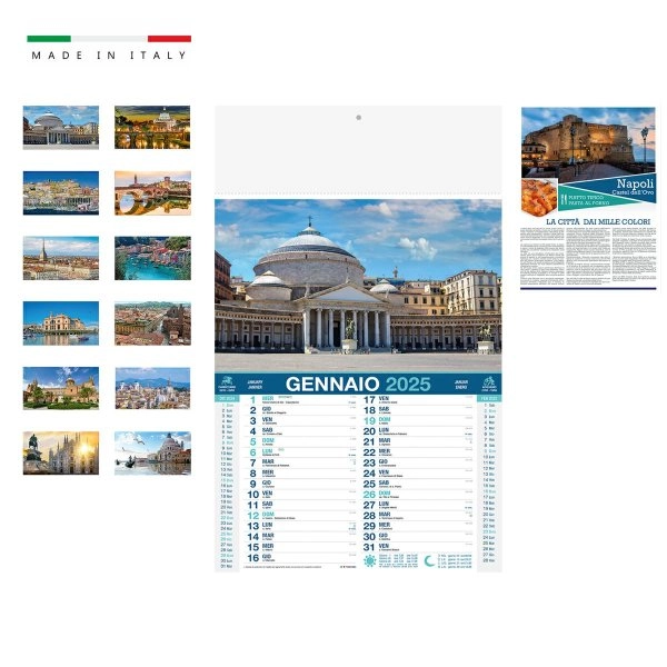 Calendario CITTÀ ITALIANE mensile 12 fogli 28,8x47 cm