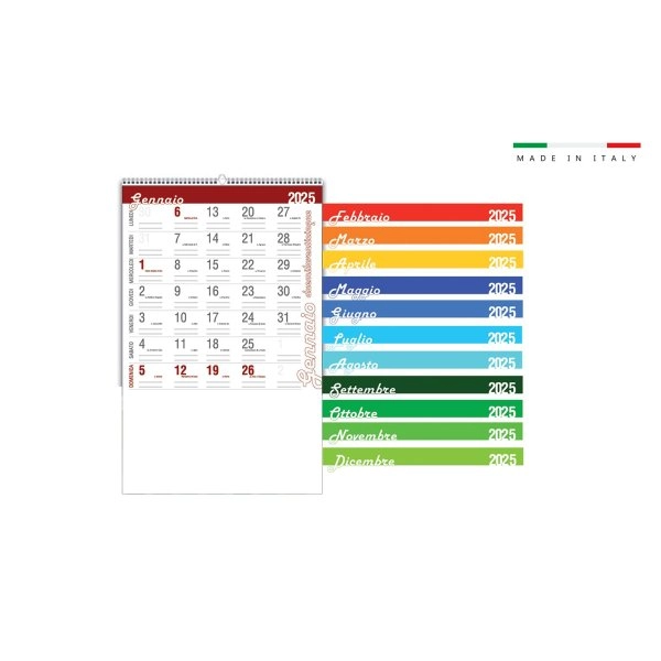 CALENDARIO MENSILE DA PARETE 12FOGLI MODERNCOLOR 28,5x44