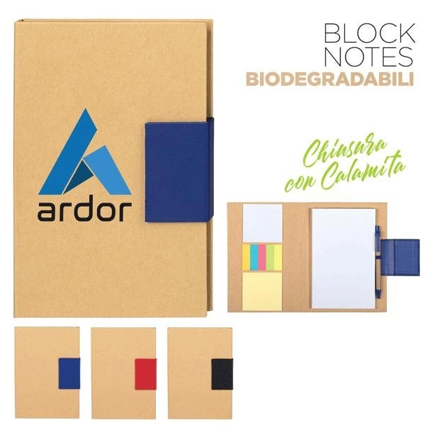 BLOCK NOTES IN CARTONCINO BIODEGRADABILE CON PENNA A5
