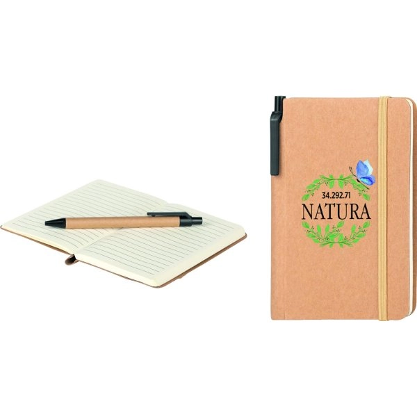 BLOCCO NOTES IN CARTONCINO BIODEGRADABILE A6 CON PENNA
