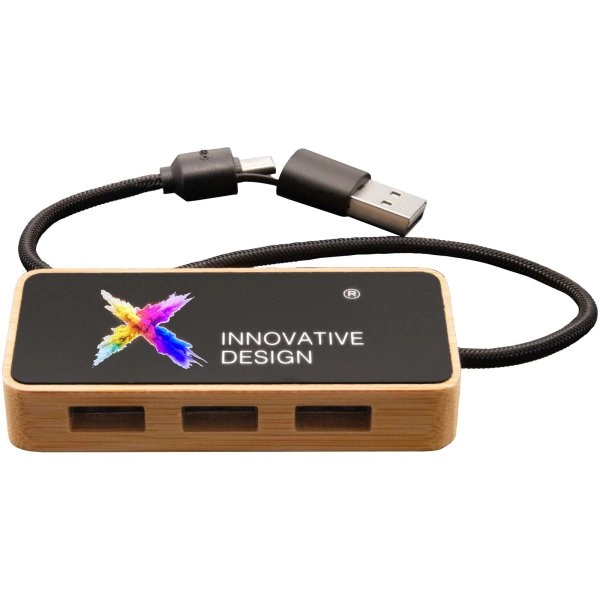Immagine Hub USB 8 in 1 in legno con doppio ingresso e 6 porte SCX.design H21