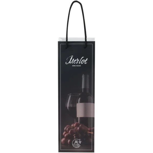 Immagine Sacchetto in carta integra da 170 g/m2 per bottiglia di vino realizzato a mano con manici di plastica 