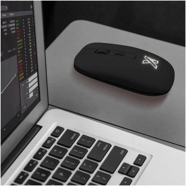 Immagine Mouse wireless in materiale antibatterico con logo luminoso SCX.design O22
