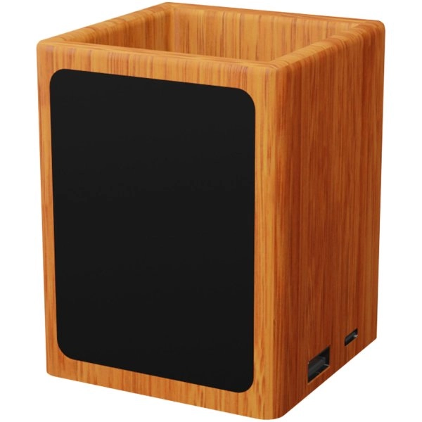 Immagine Portamatite in legno con logo luminoso e doppia uscita USB SCX.design O12