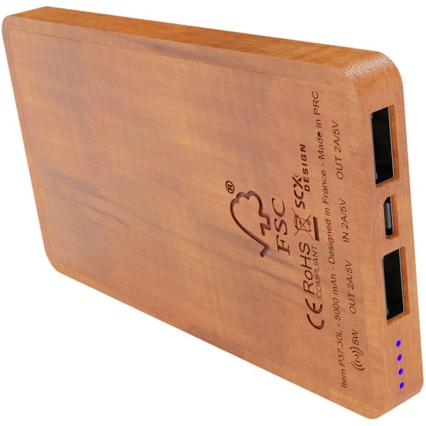 Immagine Power bank wireless, in legno, luminoso, da 5.000 mAh SCX.design P37