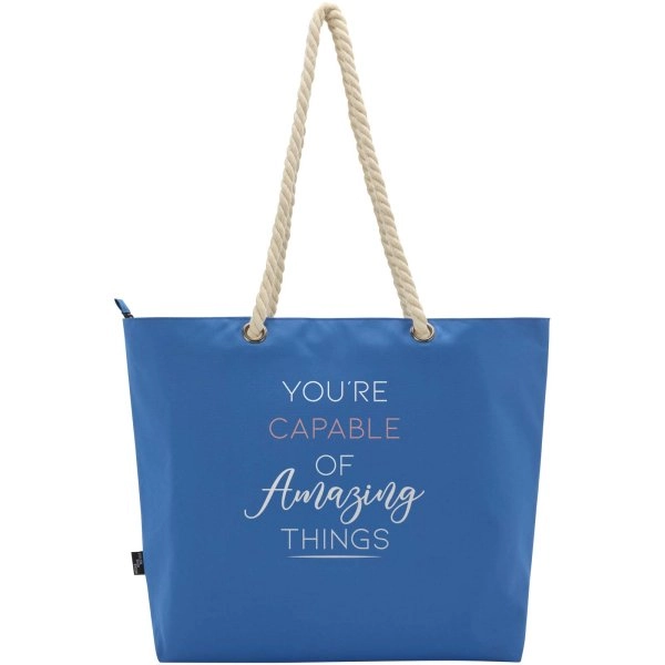 Immagine Tote bag termica da spiaggia in materiale riciclato certificato GRS con manici in corda Panama - 23L