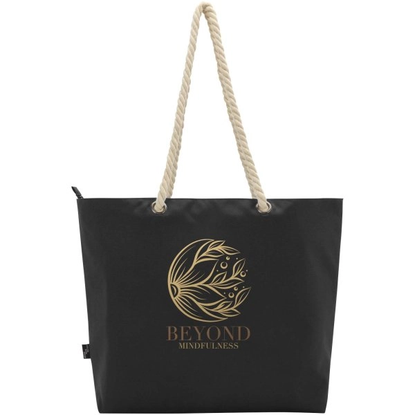 Immagine Tote bag termica da spiaggia in materiale riciclato certificato GRS con manici in corda Panama - 23L
