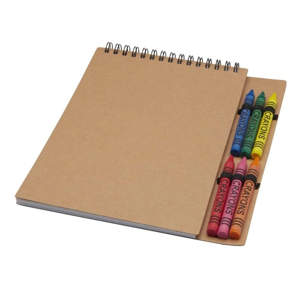 Immagine Quaderno a spirale formato A5 con copertina morbida e set di pastelli Doodle