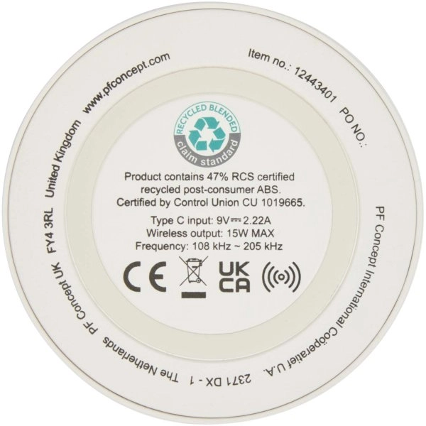 Immagine Stazione di ricarica wireless in plastica riciclata da 15 W Freal