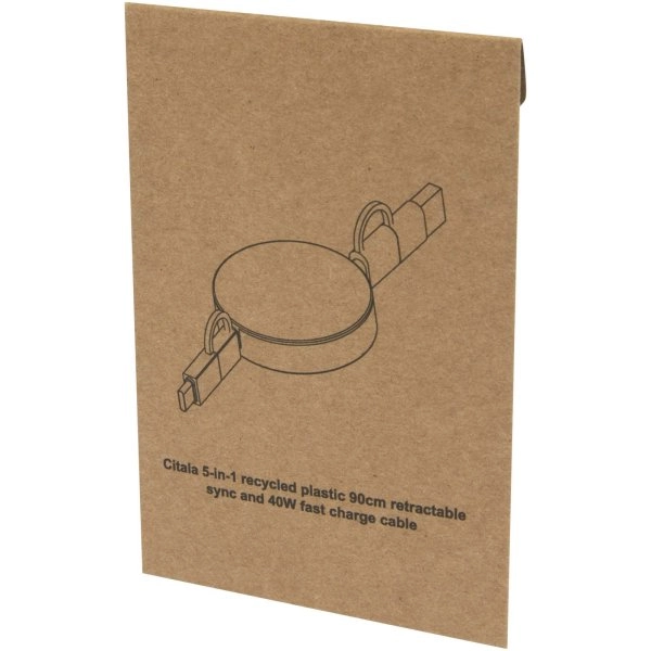 Immagine Cavo 5-in-1 in plastica riciclata retrattile da 90 cm per la sincronizzazione dei dati e la ricarica rapida da 40 W Citala