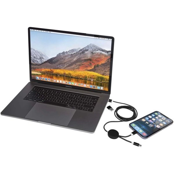 Immagine Cavo 5-in-1 in alluminio e plastica riciclata da 150 cm per la sincronizzazione dei dati e la ricarica rapida da 27 W Alasia