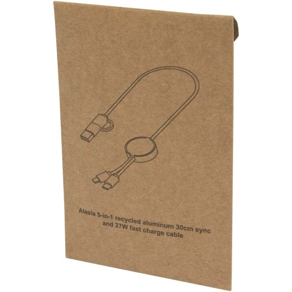 Immagine Cavo 5-in-1 in alluminio e plastica riciclata da 30 cm per la sincronizzazione dei dati e la ricarica rapida da 27 W Alasia