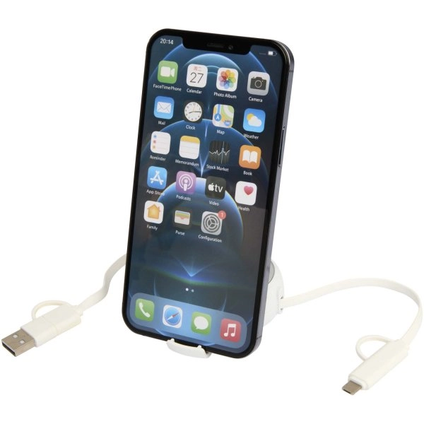 Immagine Cavo retrattile 5 in 1 da 100 cm in plastica riciclata e alluminio per la sincronizzazione dei dati e la ricarica rapida da 45 W Alasia