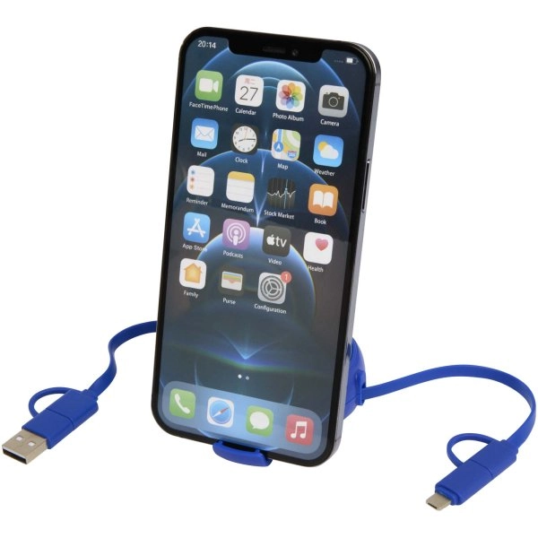 Immagine Cavo retrattile 5 in 1 da 100 cm in plastica riciclata e alluminio per la sincronizzazione dei dati e la ricarica rapida da 45 W Alasia