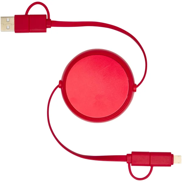 Immagine Cavo retrattile 5 in 1 da 100 cm in plastica riciclata e alluminio per la sincronizzazione dei dati e la ricarica rapida da 45 W Alasia