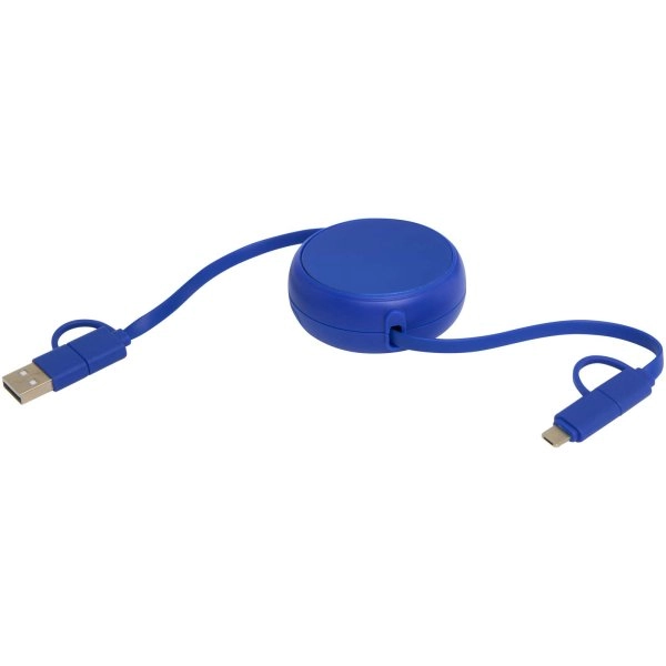 Immagine Cavo retrattile 5 in 1 da 100 cm in plastica riciclata e alluminio per la sincronizzazione dei dati e la ricarica rapida da 45 W Alasia