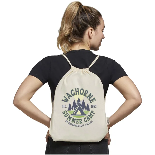 Immagine Borsa con cordoncino in cotone riciclato certificato GRS da 140 g/m² Oregon