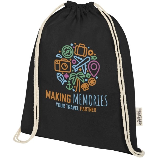Immagine Borsa con cordoncino in cotone riciclato certificato GRS da 140 g/m² Oregon