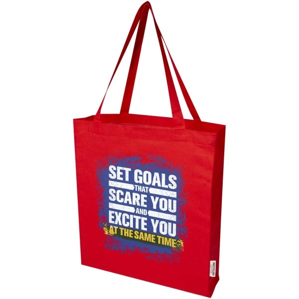 Immagine Tote bag a soffietto in cotone riciclato certificato GRS da 140 g/m² Madras