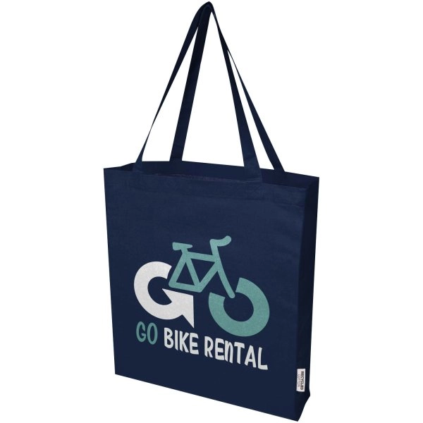 Immagine Tote bag a soffietto in cotone riciclato certificato GRS da 140 g/m² Madras