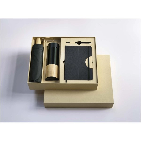 Immagine Set regalo con blocco note formato A5 con copertina rigida e penna a sfera Carmen (inchiostro nero)