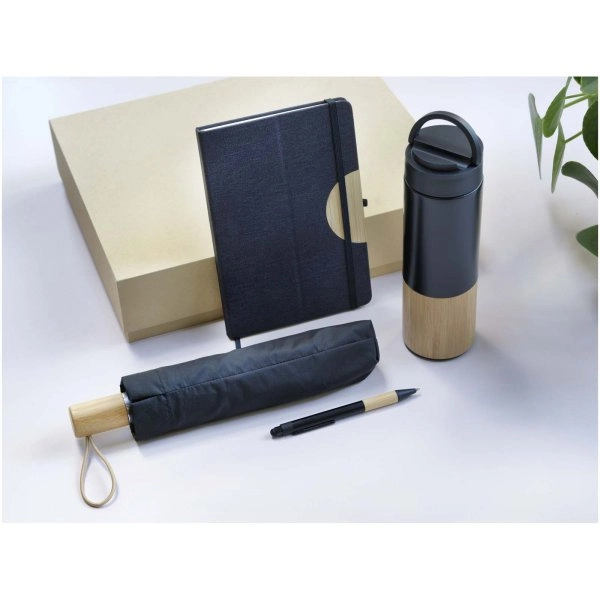 Immagine Set regalo con blocco note formato A5 con copertina rigida e penna a sfera Carmen (inchiostro nero)