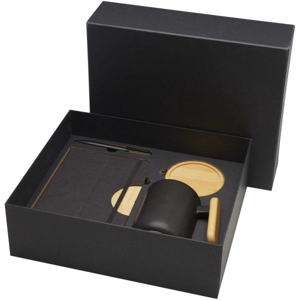 Immagine Set regalo con blocco note formato A5 con copertina rigida e penna a sfera Laura (inchiostro nero)