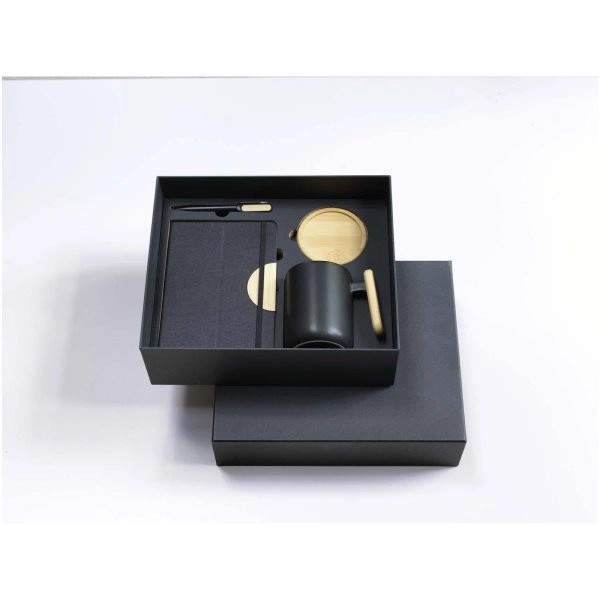 Immagine Set regalo con blocco note formato A5 con copertina rigida e penna a sfera Laura (inchiostro nero)